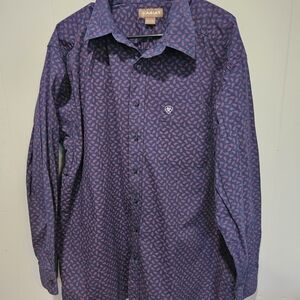 Ariat Men's Blue and And Red Patterned Shirt Western Buttondown  XXL